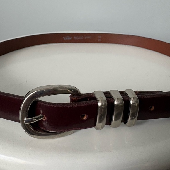 Mexx Burgundy Leather Belt with Silver Buckle - Picture 3 of 7